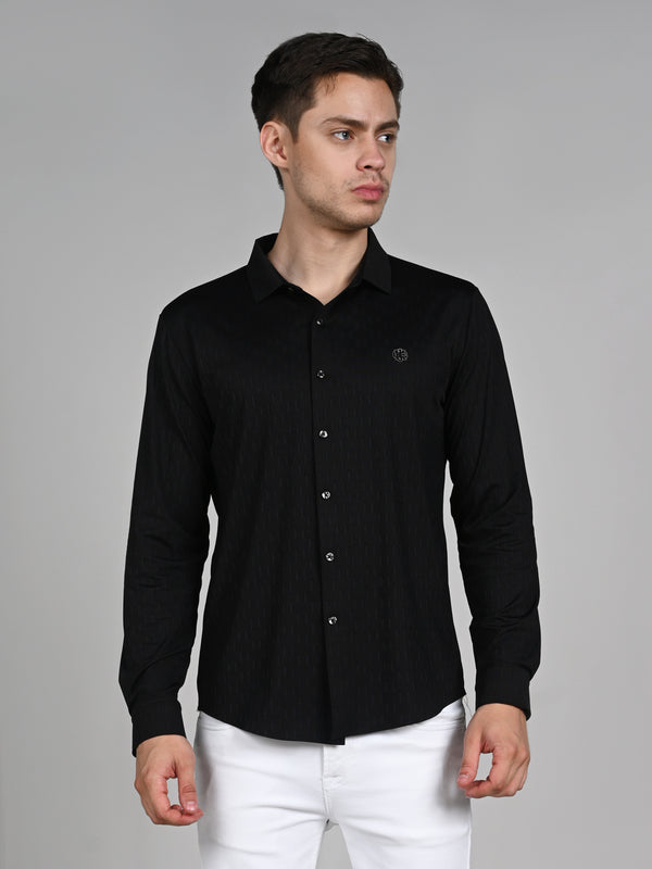 Killer Men Black Solid Slim Fit Shirts