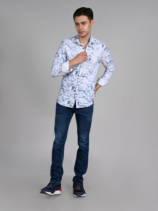 Killer Men Blue Printed Slim Fit Shirts