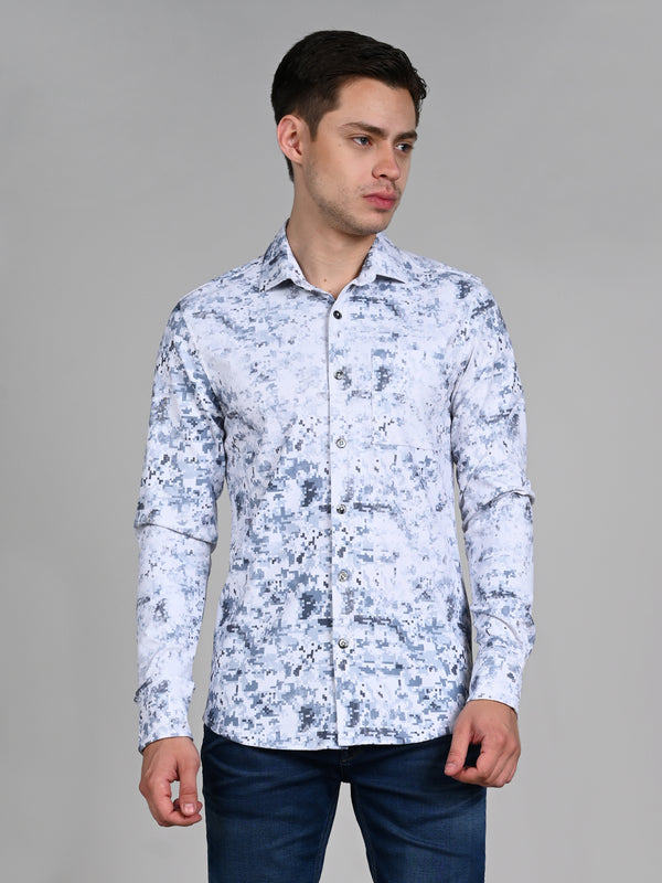 Killer Men Blue Printed Slim Fit Shirts