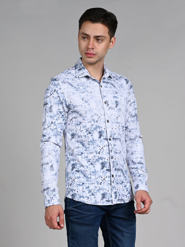Killer Men Blue Printed Slim Fit Shirts