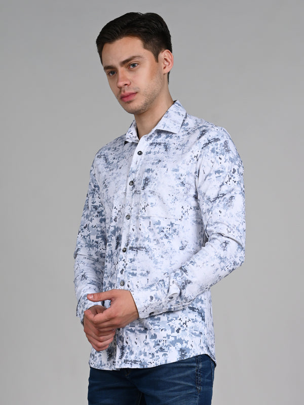 Killer Men Blue Printed Slim Fit Shirts