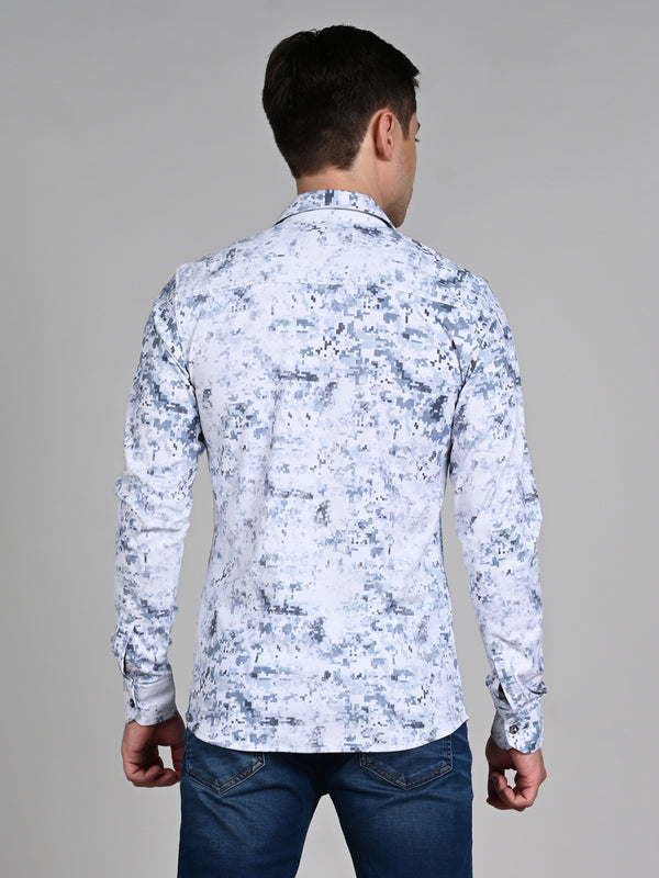 Killer Men Blue Printed Slim Fit Shirts