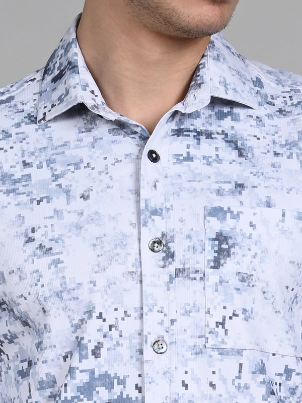 Killer Men Blue Printed Slim Fit Shirts