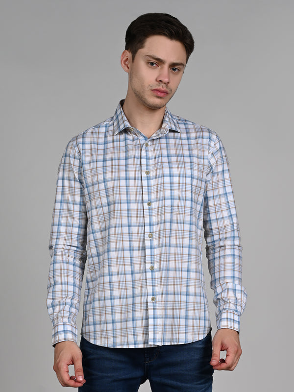 Killer Men White Checks Slim Fit Shirts