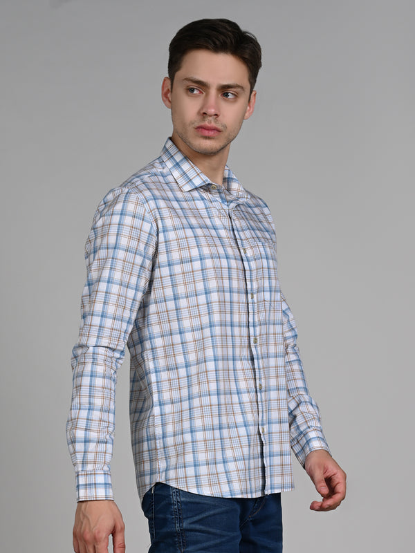 Killer Men White Checks Slim Fit Shirts