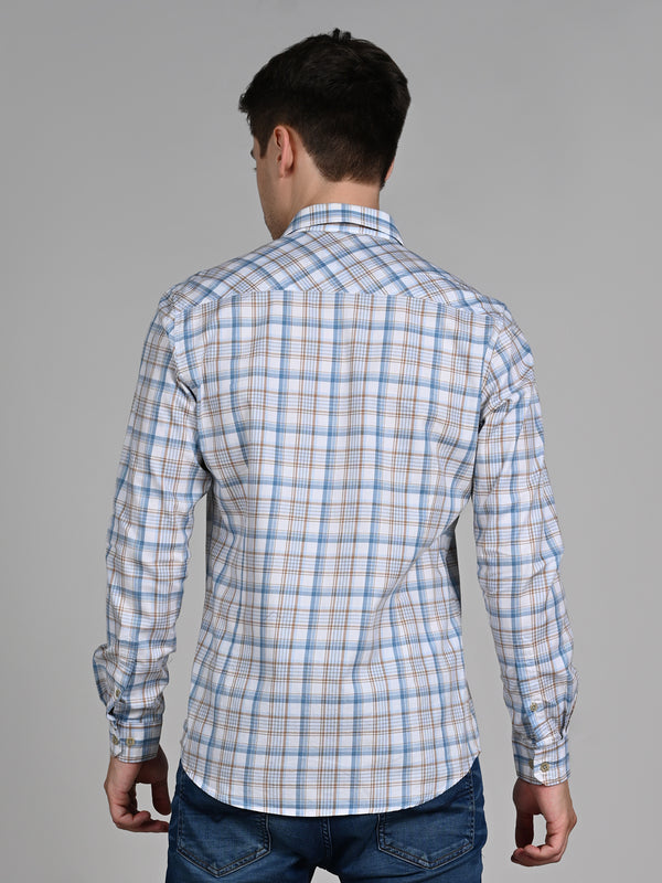 Killer Men White Checks Slim Fit Shirts