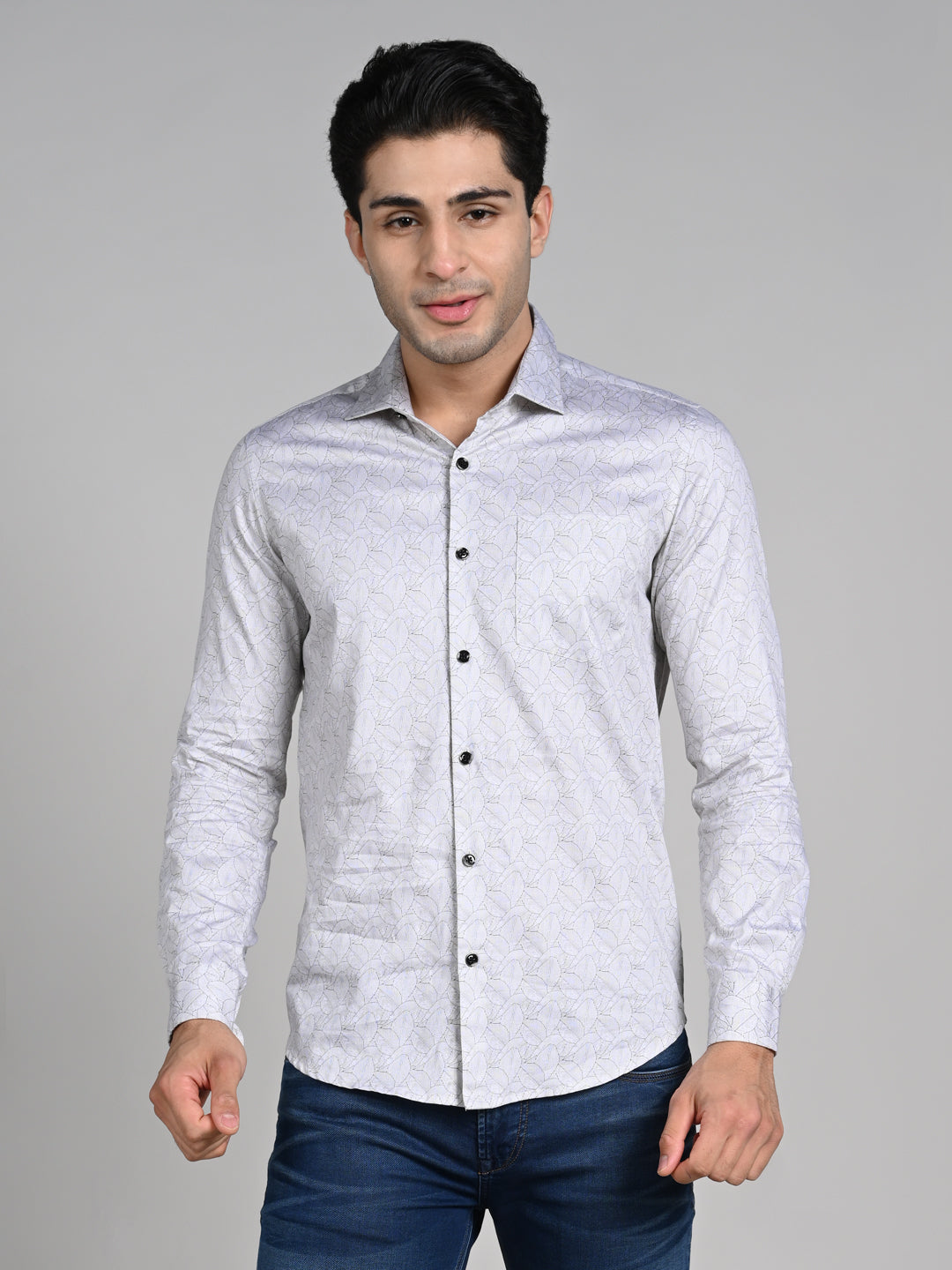 Killer Men Beige Printed Slim Fit Shirts