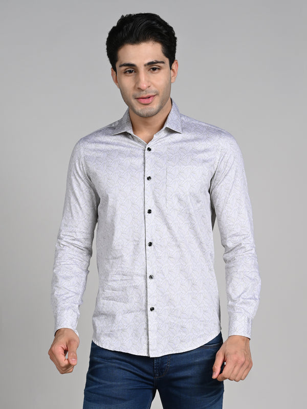 Killer Men Beige Printed Slim Fit Shirts