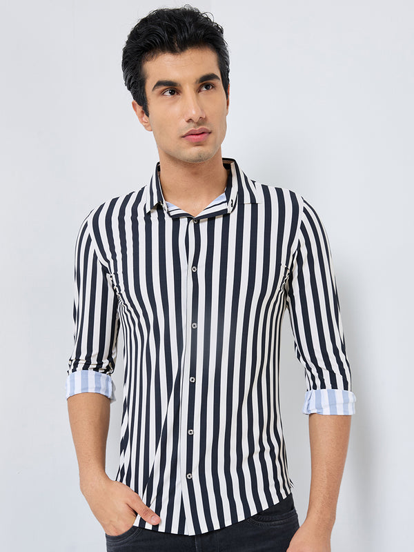 Killer Men Black Stripe Slim Fit Shirts