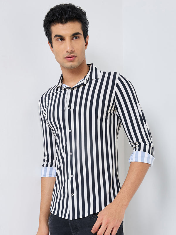 Killer Men Black Stripe Slim Fit Shirts
