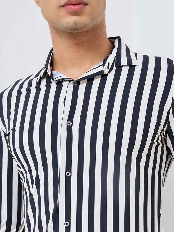 Killer Men Black Stripe Slim Fit Shirts