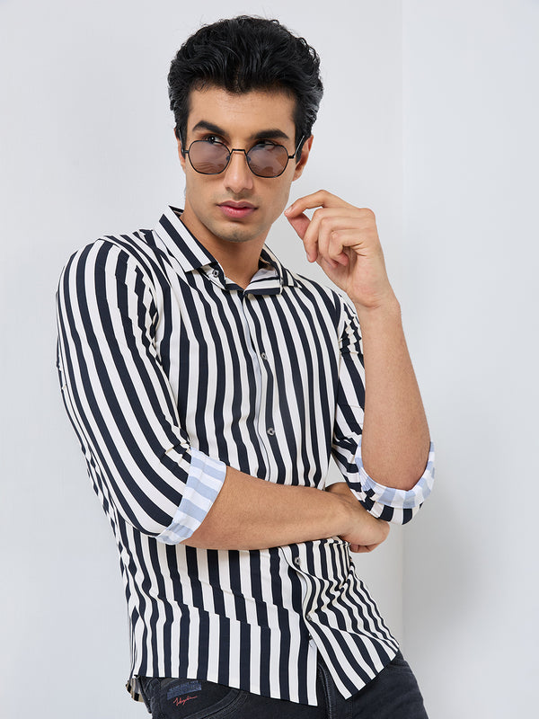 Killer Men Black Stripe Slim Fit Shirts