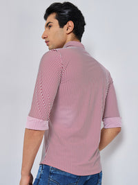 Killer Men Maroon Stripe Slim Fit Shirts