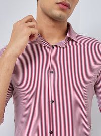 Killer Men Maroon Stripe Slim Fit Shirts