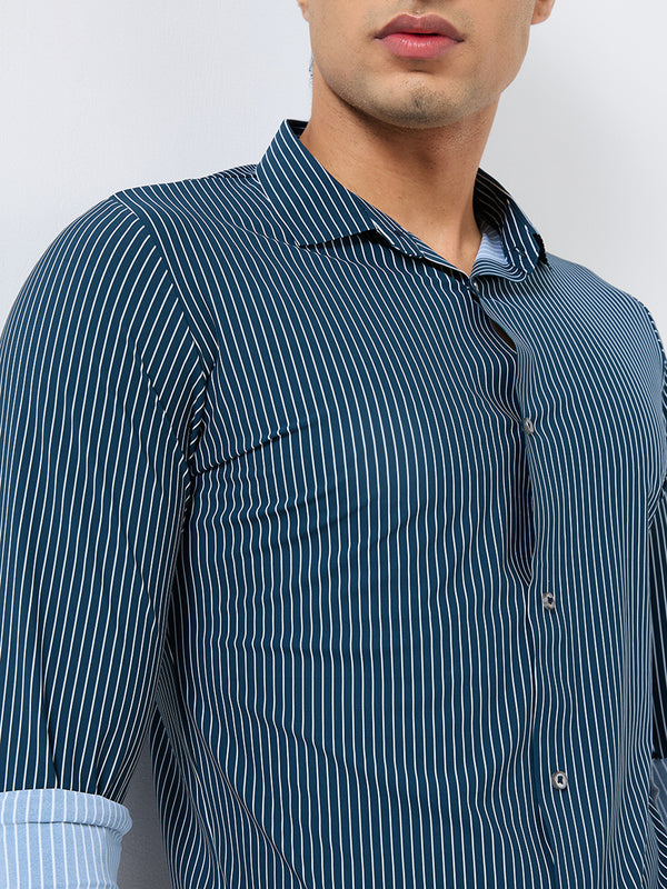 Killer Men Green Stripe Slim Fit Shirts