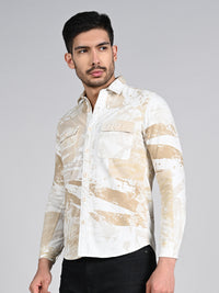 Killer Men Beige Printed Slim Fit Shirts