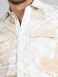 Killer Men Beige Printed Slim Fit Shirts