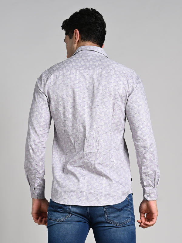 Killer Men Purple Printed Slim Fit Shirts