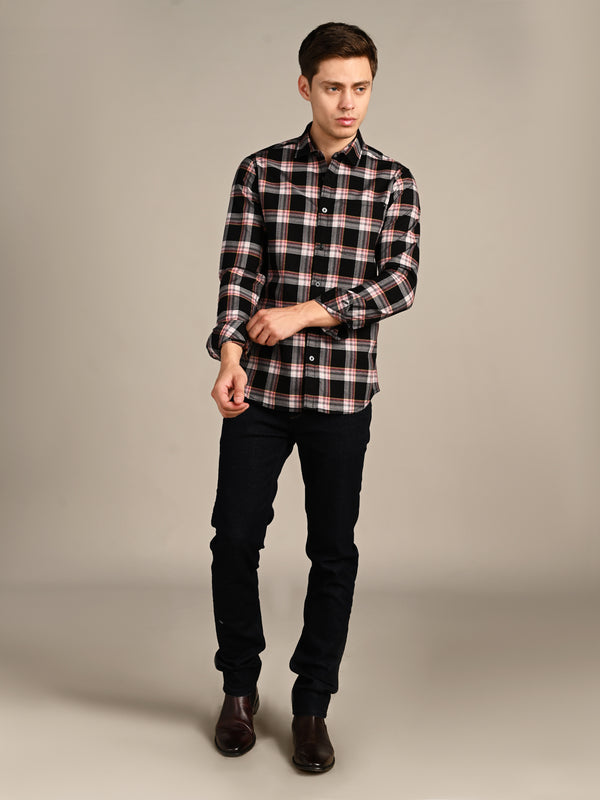 Killer Men Black Checks Slim Fit Shirts