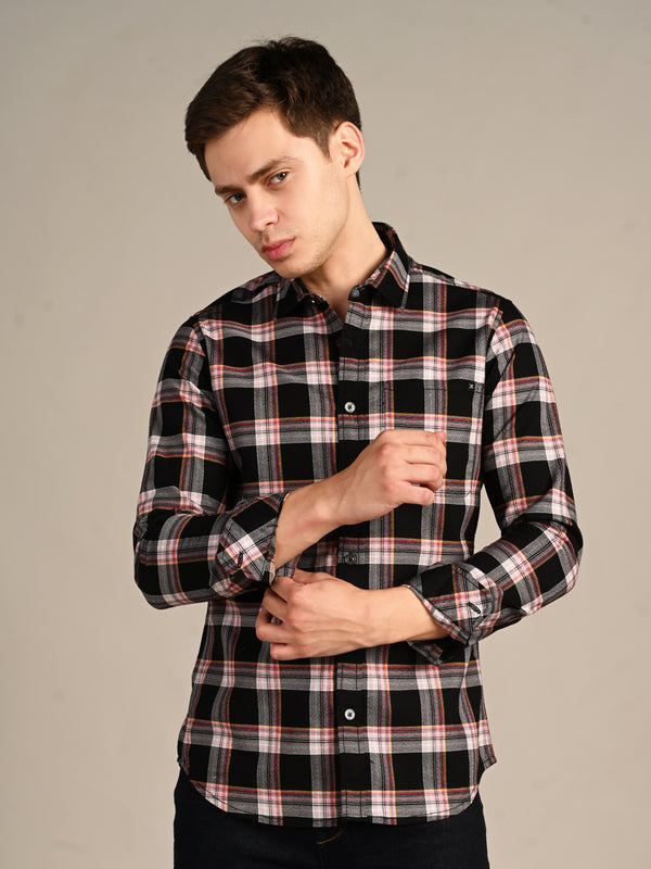 Killer Men Black Checks Slim Fit Shirts