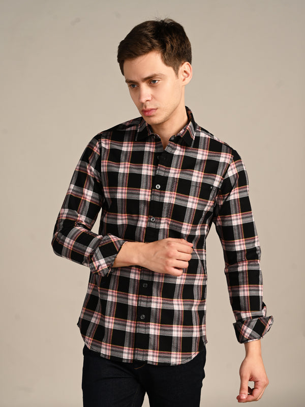 Killer Men Black Checks Slim Fit Shirts