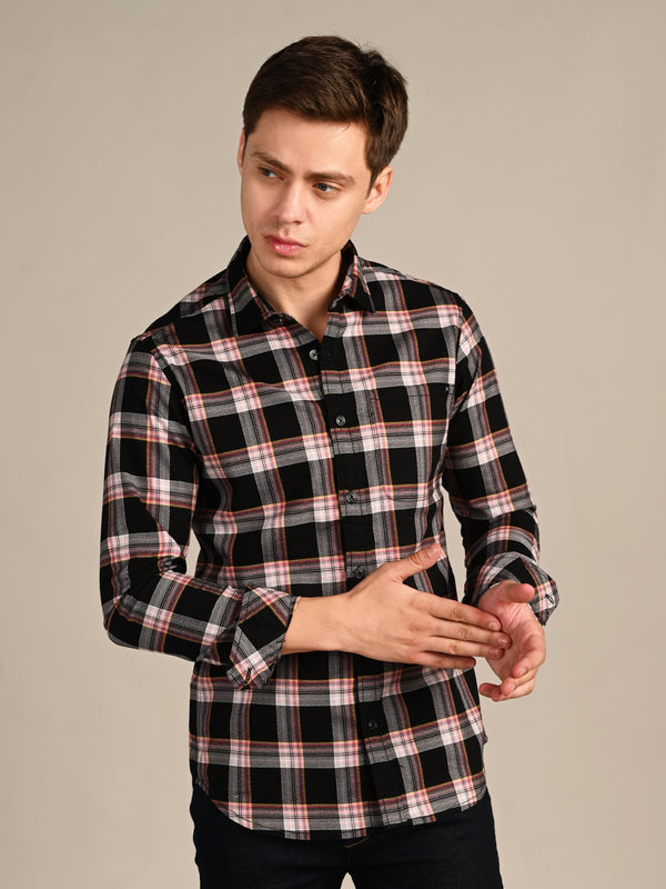 Killer Men Black Checks Slim Fit Shirts