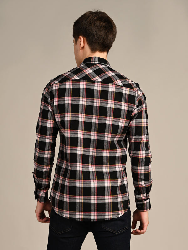 Killer Men Black Checks Slim Fit Shirts