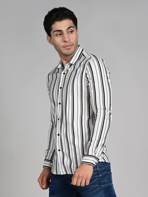 Killer Men Beige Printed Slim Fit Shirts