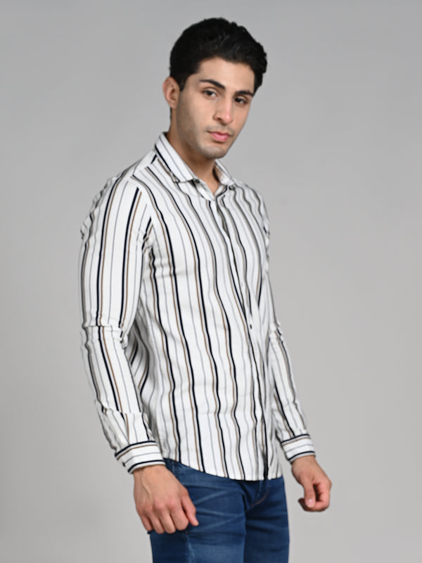 Killer Men Beige Printed Slim Fit Shirts