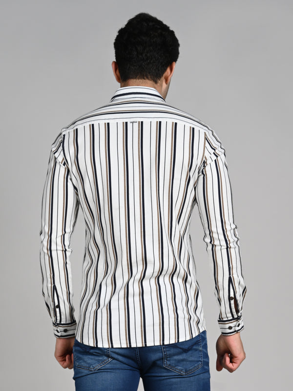 Killer Men Beige Printed Slim Fit Shirts