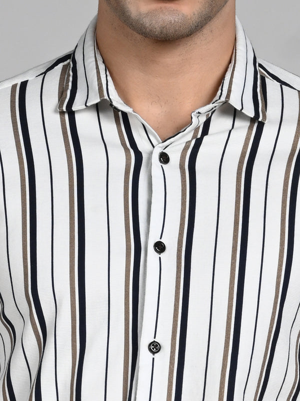 Killer Men Beige Printed Slim Fit Shirts