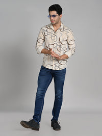 Killer Men Cream Printed Slim Fit Shirts