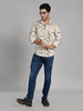 Killer Men Cream Printed Slim Fit Shirts