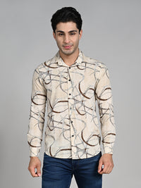Killer Men Cream Printed Slim Fit Shirts