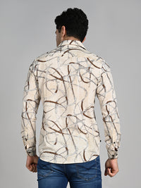 Killer Men Cream Printed Slim Fit Shirts