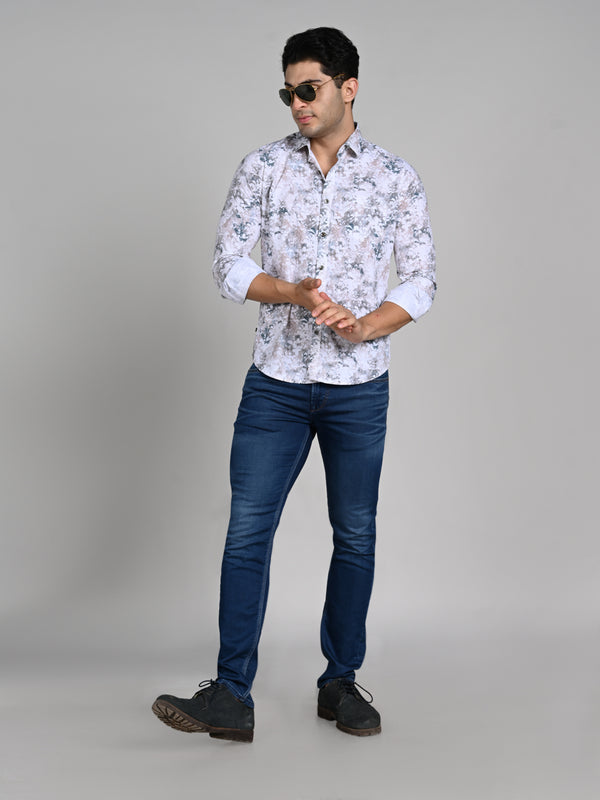 Killer Men Green Printed Slim Fit Shirts