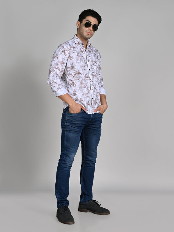 Killer Men Brown Printed Slim Fit Shirts