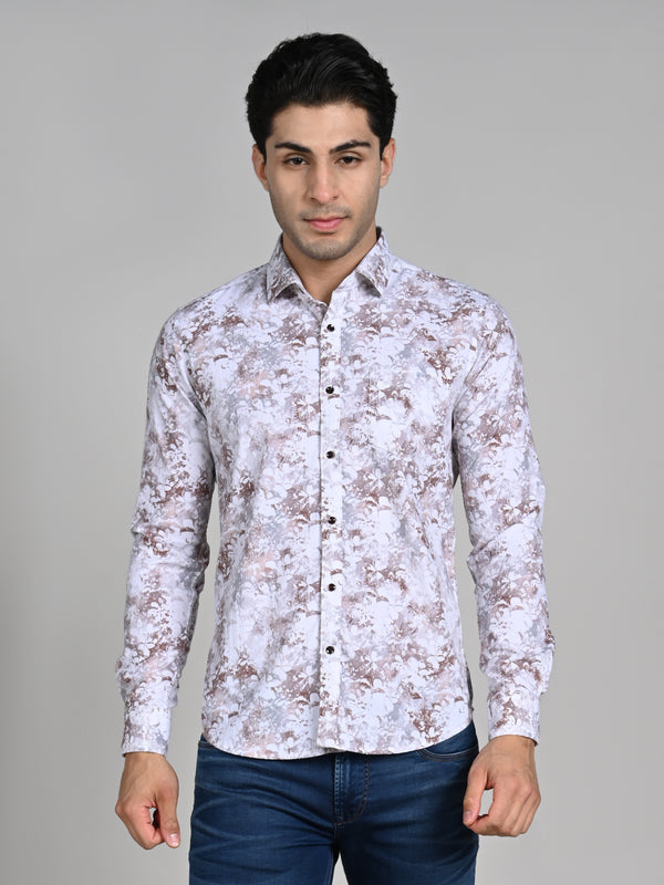 Killer Men Brown Printed Slim Fit Shirts