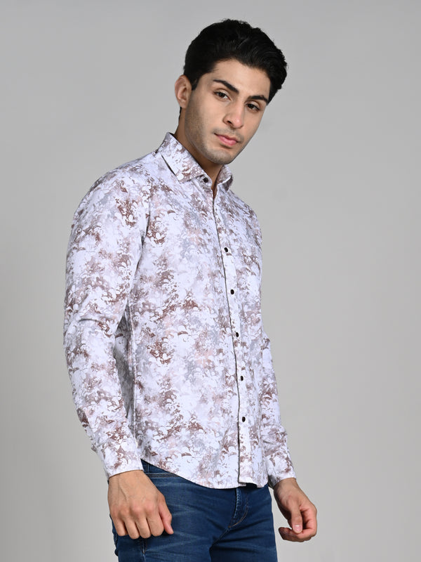 Killer Men Brown Printed Slim Fit Shirts