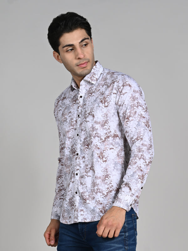 Killer Men Brown Printed Slim Fit Shirts