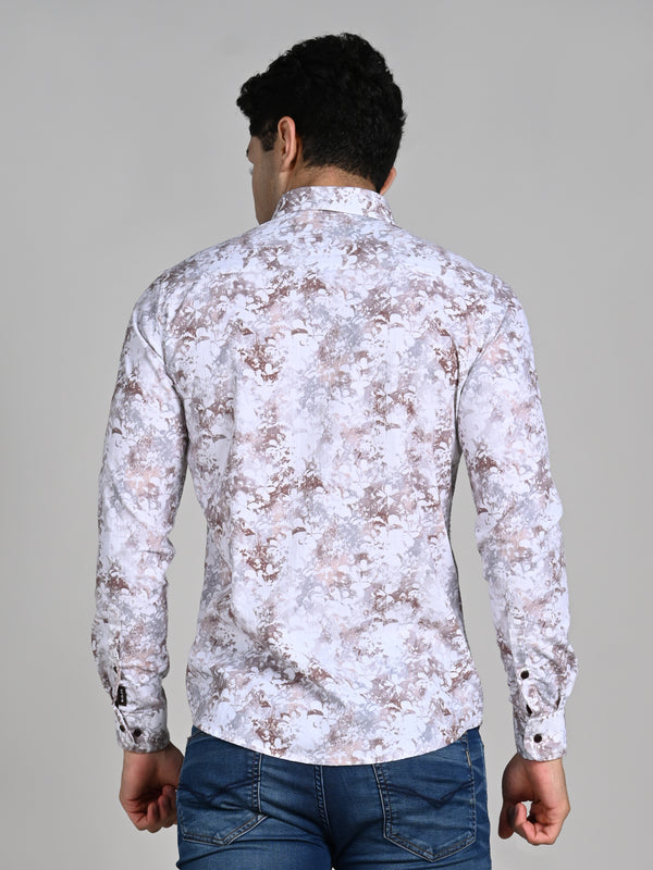 Killer Men Brown Printed Slim Fit Shirts