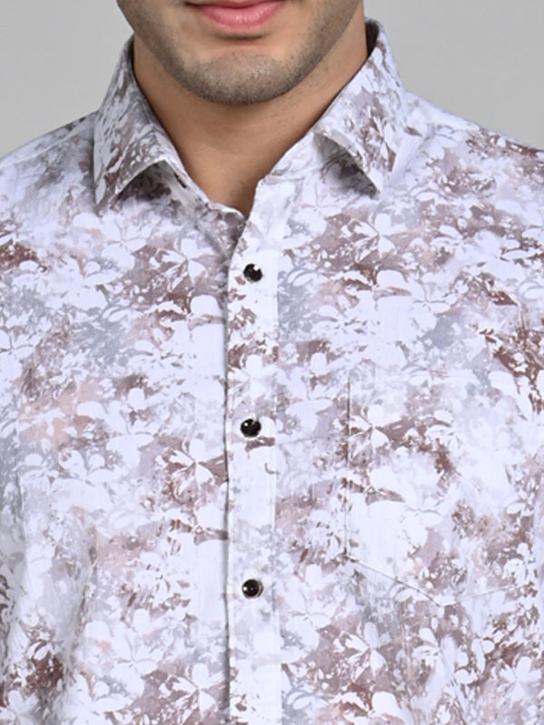 Killer Men Brown Printed Slim Fit Shirts