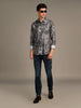 Killer Men Dark Grey Printed Slim Fit Shirts