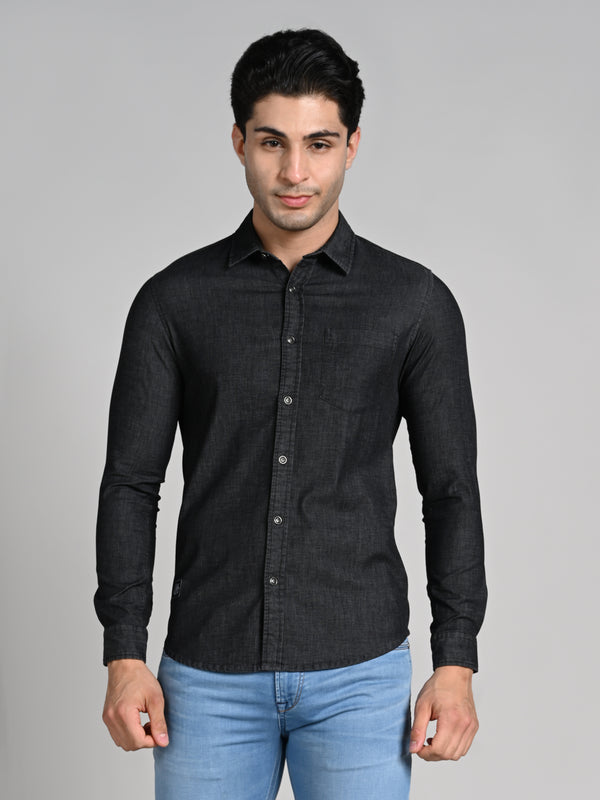 Killer Men Black Solid Slim Fit Shirts