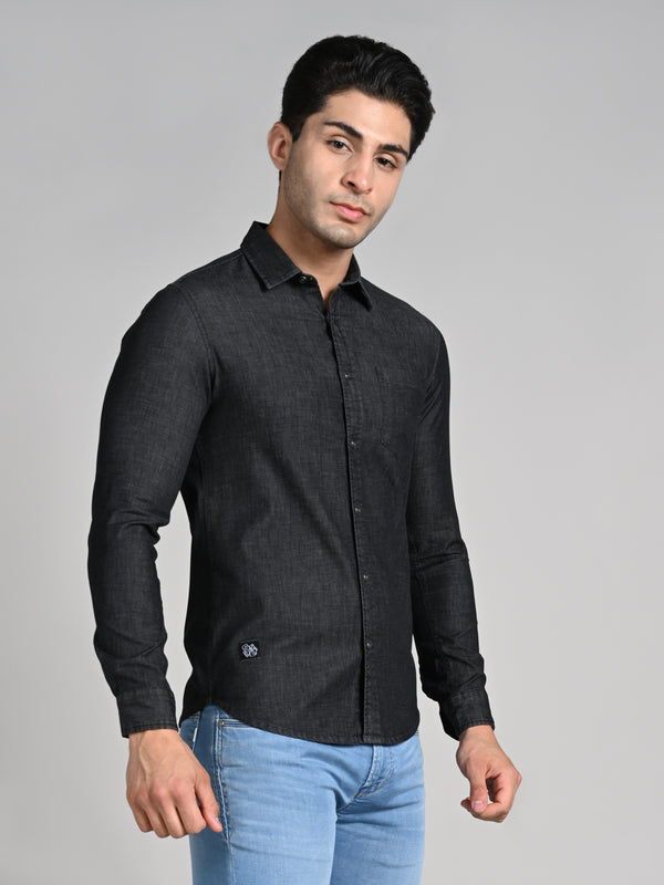 Killer Men Black Solid Slim Fit Shirts