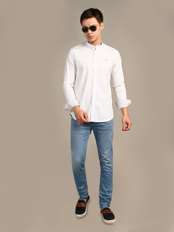 Killer Men White Solid Slim Fit Shirts