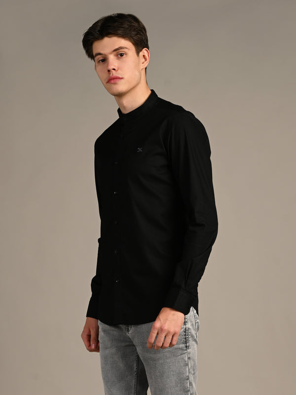 Killer Men Black Solid Slim Fit Shirts