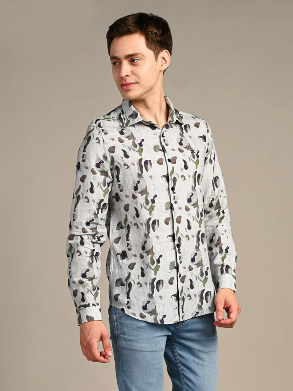 Killer Men Green Printed Straight Fit Shirts