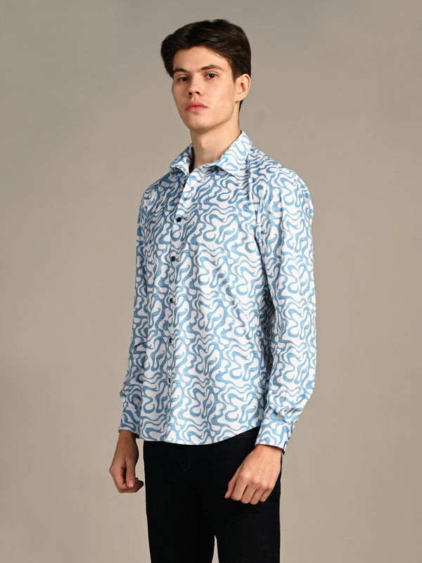 Killer Men Blue Printed Slim Fit Shirts