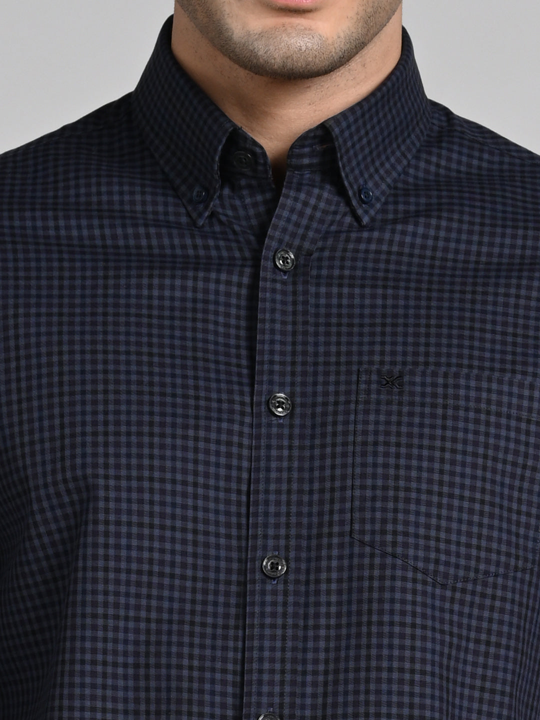 Killer Men Dark Grey Checks Slim Fit Shirts